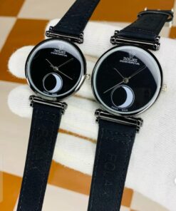 Luxury Couple Moon Phase Leather Strap Watches