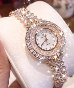 Double Crystal Rose Gold Luxury Fashion Watch for Women